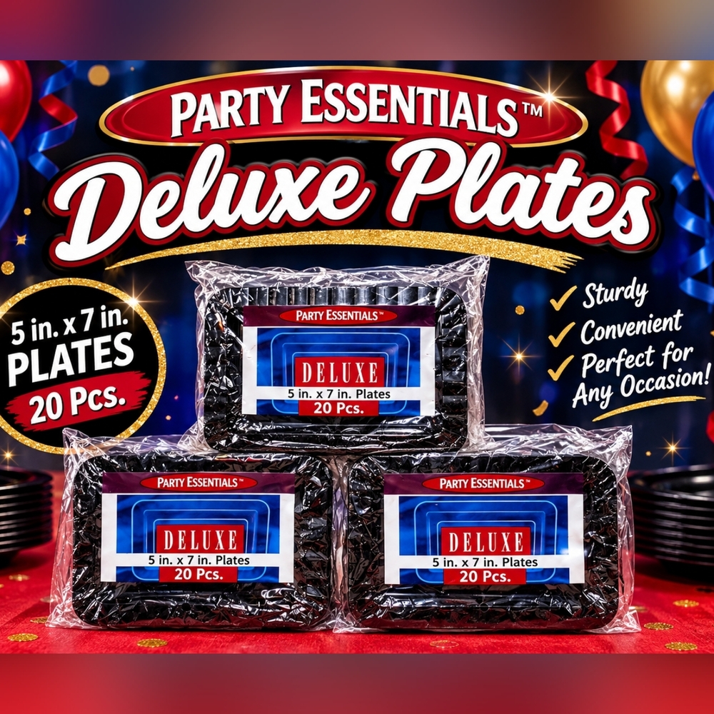 Essentials Black Deluxe Disposable Plates - 20 Count Tableware Party Supplies
